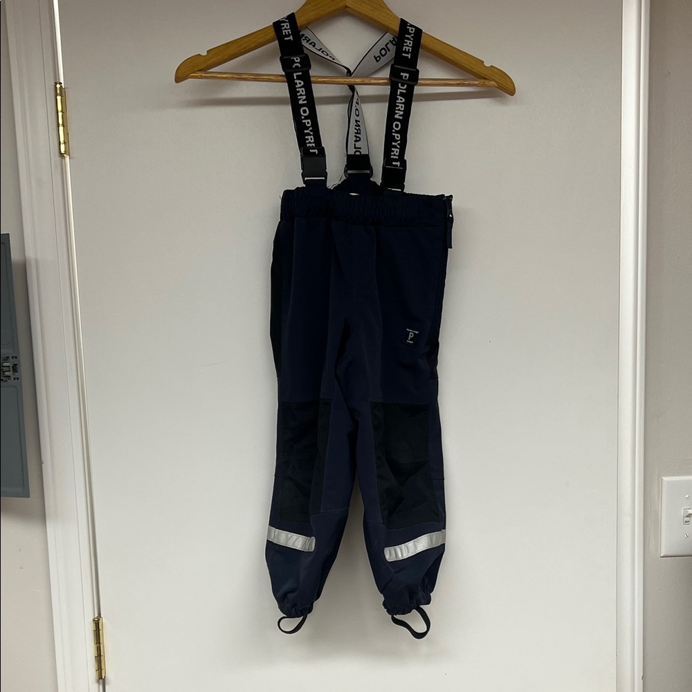 Polarn O. Pyret Navy Kids Waterproof Overalls with Reflective Accents